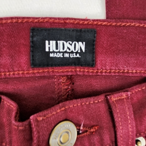 Hudson Made In USA Super Skinny Maroon Distressed Jeans - Picture 3 of 12